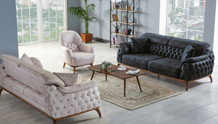 Ensemble de canapé 3+3+1 places, fauteuil relax moderne, style Chesterfield 3 pièces nouveau