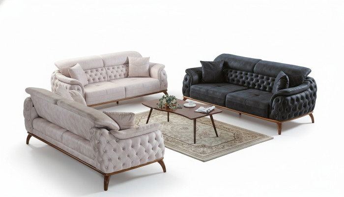 Ensemble de canapé 3+3+1 places, fauteuil relax moderne, style Chesterfield 3 pièces nouveau