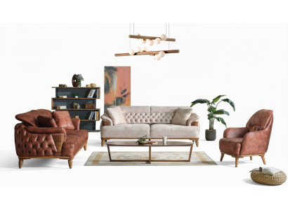 Ensemble de canapé classique 3+3+1 place Chesterfield Fauteuil de détente Canapé Mobilier neuf