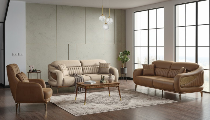 Ensemble de canapé 3 places + 3 places + 1 place Fauteuil relax moderne Style moderne Ensemble de salon de luxe 3 pièces
