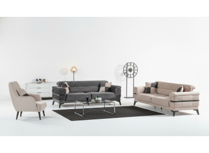 Ensemble de canapé 3+3+1 Bois Salon Canapé de luxe Moderne Tissu neuf Complet