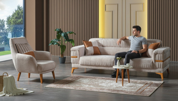 Ensemble de canapé 3 places + 1 fauteuil relax moderne Style moderne 2 pièces Luxueux Salon