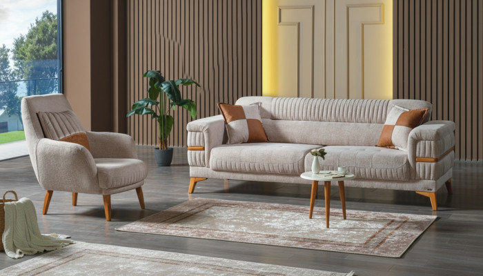 Ensemble de canapé 3 places + 1 fauteuil relax moderne Style moderne 2 pièces Luxueux Salon
