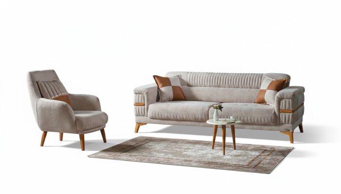 Ensemble de canapé 3 places + 1 fauteuil relax moderne Style moderne 2 pièces Luxueux Salon