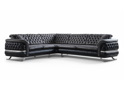 Canapé d'angle Canapé de salon Couleur Noir Forme de U XXL Canapé Chesterfield neuf
