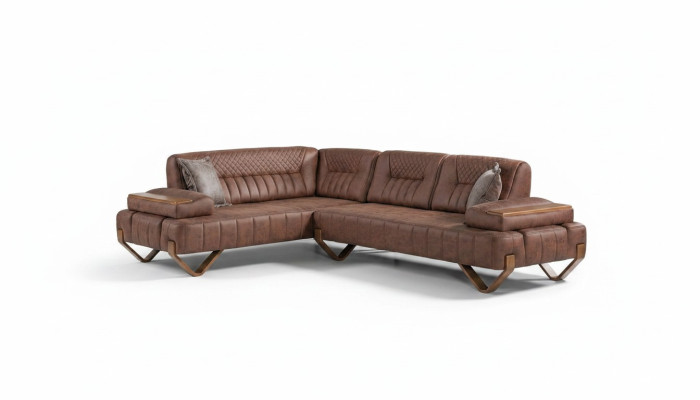 Canapé d'angle Salon paysage Couleur Marron Canapé en forme de L neuf Salon Canapé d'angle Luxe neuf