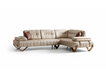 Canapé d'angle salon Paysage vivant Couleur Beige Canapé en L-forme Salon neuf Canapé d'angle Luxueux neuf