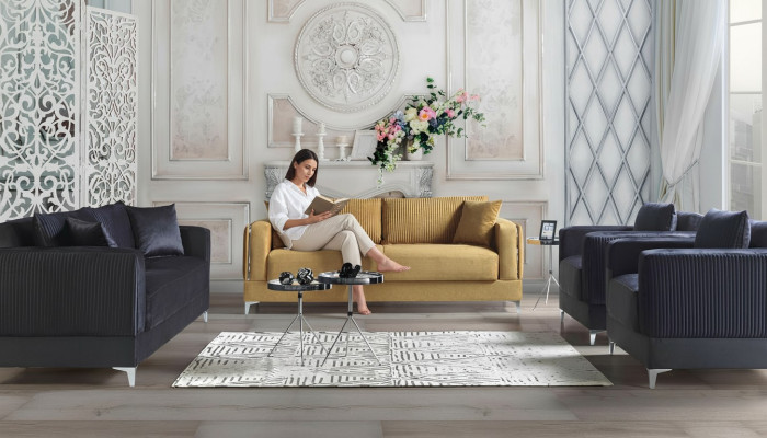 Ensemble de canapé 3+2+1+1 places en textile moderne Complet Fauteuil Canapé 3 places de luxe
