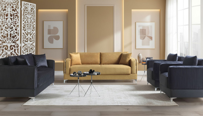 Ensemble de canapé 3+2+1+1 places en textile moderne Complet Fauteuil Canapé 3 places de luxe