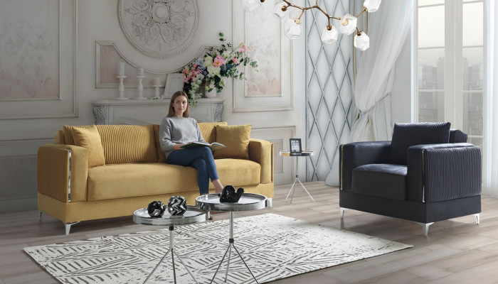 Ensemble de canapés 3+1 places Fauteuil moderne Relax Fauteuil moderne Style 2 pièces Salon de luxe neuf Salon neuf