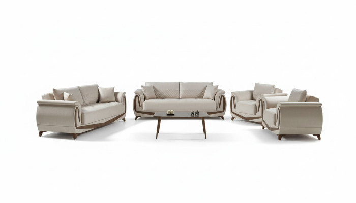 Ensemble de canapé 3+2+1+1 en bois Salon de luxe Canapé moderne Tissu complet neuf