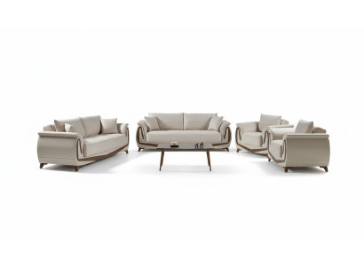 Ensemble de canapé 3+2+1+1 en bois Salon de luxe Canapé moderne Tissu complet neuf
