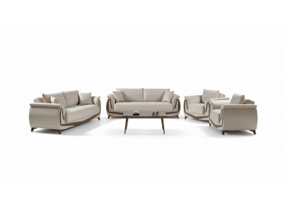 Ensemble de canapé 3+2+1+1 en bois Salon de luxe Canapé moderne Tissu complet neuf