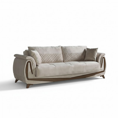 Canapé 3 places de luxe Mobilier de salon Canapé élégant 230cm Beige textile nouveau