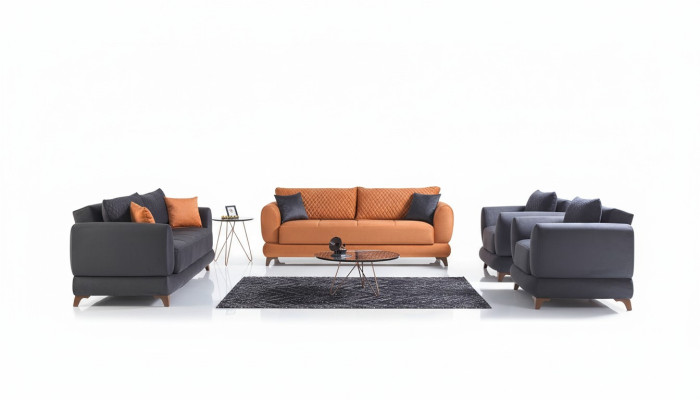 Ensemble de canapé 3+2+1+1 Salon en bois Canapé de luxe moderne en tissu complet