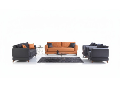 Ensemble de canapé 3+2+1+1 Salon en bois Canapé de luxe moderne en tissu complet