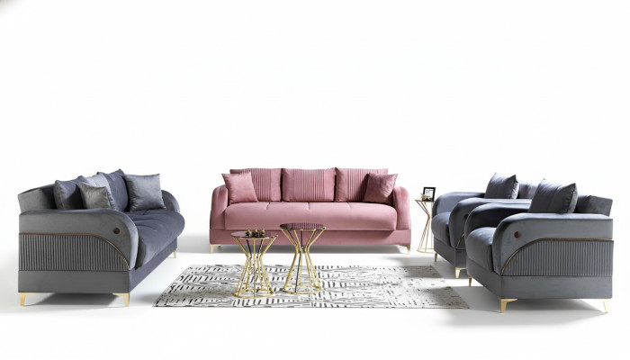 Ensemble de canapé 3+3+1+1 places Textile Moderne Fauteuil Complet Canapé 3 Places de Luxe