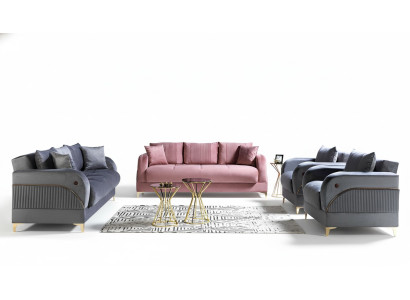 Ensemble de canapé 3+3+1+1 places Textile Moderne Fauteuil Complet Canapé 3 Places de Luxe