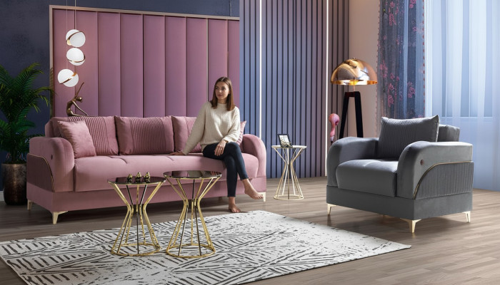 Ensemble de canapé 3 places + 1 fauteuil moderne. Fauteuil relaxant de style luxueux en 2 pièces pour le salon.
