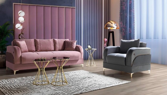 Ensemble de canapé 3 places + 1 fauteuil moderne. Fauteuil relaxant de style luxueux en 2 pièces pour le salon.