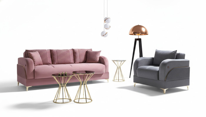 Ensemble de canapé 3 places + 1 fauteuil moderne. Fauteuil relaxant de style luxueux en 2 pièces pour le salon.