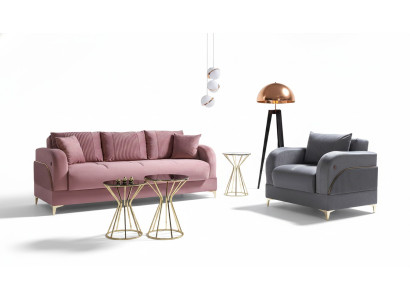 Ensemble de canapé 3 places + 1 fauteuil moderne. Fauteuil relaxant de style luxueux en 2 pièces pour le salon.