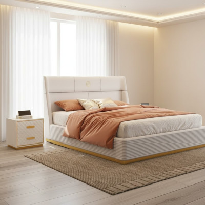 Lit de concepteur Chambre à coucher Lit double Lits Luxe Rembourrage Hôtel nouveau
