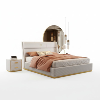 Lit de concepteur Chambre à coucher Lit double Lits Luxe Rembourrage Hôtel nouveau