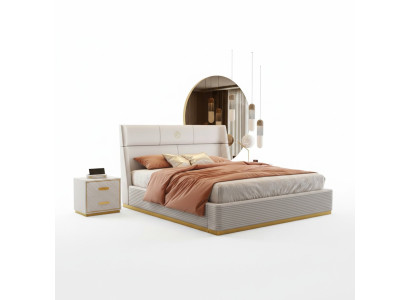 Lit de concepteur Chambre à coucher Lit double Lits Luxe Rembourrage Hôtel nouveau