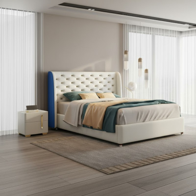 Chambre Mobilier Lit Lit design Cadre de lit Lits doubles Élégance Bois