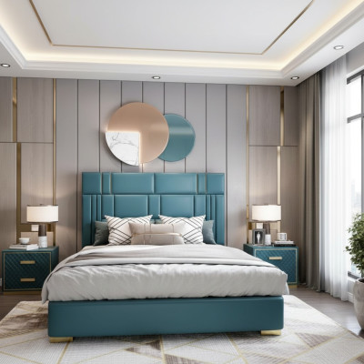 Lit de designer Chambre en similicuir Hôtel de luxe Mobilier rembourré de designer
