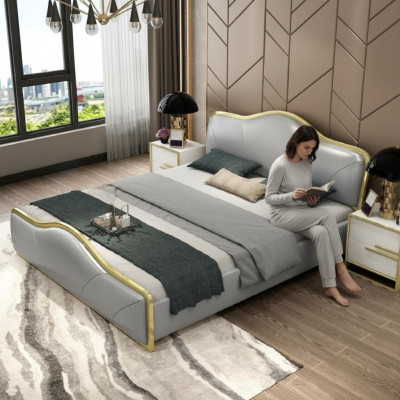 Chambre Lit Rembourrage Conception Luxueuse Lits Doubles d'Hôtel en Bois Mobilier