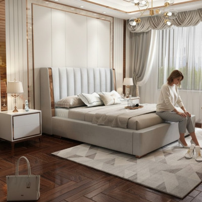 Lits Conception Double Moderne Cadre Chambre Hôtel Mobilier Luxe