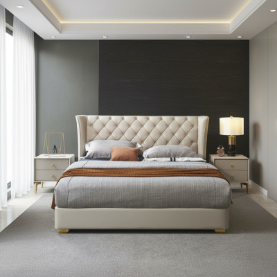 Chesterfield Design Lit Chambre Imitation cuir Rembourrage 180x200 neuf
