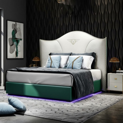 Conception de mobilier en bois moderne de chambre d'hôtel de luxe double avec rembourrage