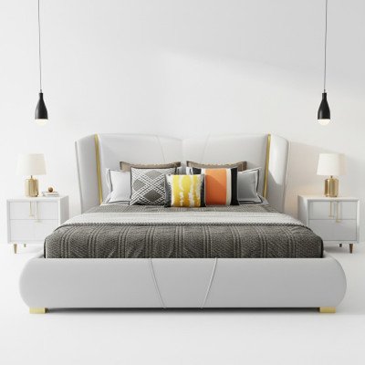 Conception de literie de lit, lits doubles de luxe pour hôtel, chambre de sommeil, meubles en bois