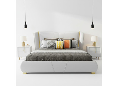Conception de literie de lit, lits doubles de luxe pour hôtel, chambre de sommeil, meubles en bois