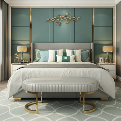 Lit de design en bois Double de luxe cadre de lit d'hôtel moderne Chambre de sommeil nouvelle