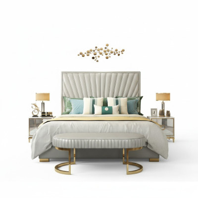 Lit de design en bois Double de luxe cadre de lit d'hôtel moderne Chambre de sommeil nouvelle