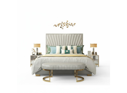 Lit de design en bois Double de luxe cadre de lit d'hôtel moderne Chambre de sommeil nouvelle
