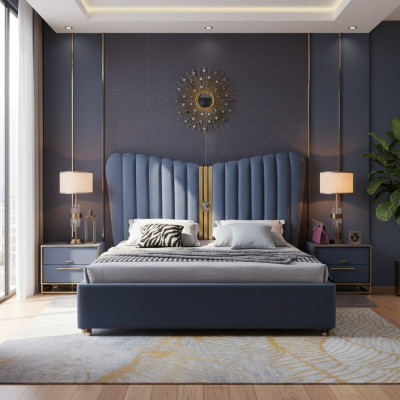 Design de literie de luxe en bois pour lit double Chambre Hôtel Mobilier nouveau