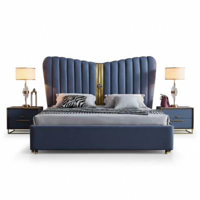 Design de literie de luxe en bois pour lit double Chambre Hôtel Mobilier nouveau