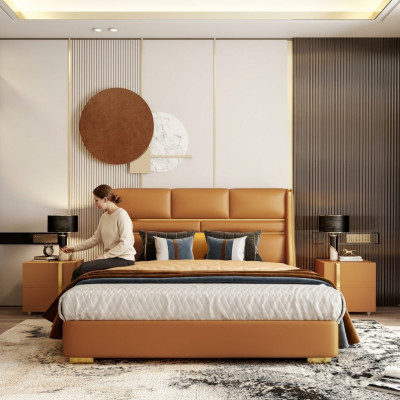Lit double Chambre Lit Mobilier de luxe Double Hôtel Ameublement 180x200