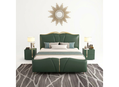 Lit Meuble de luxe Cadre de lit Bois Ameublement de chambre en cuir synthétique neuf