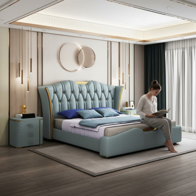 Lits Lits Doubles Hôtel Luxe en acier inoxydable Moderne Chambre de concepteur