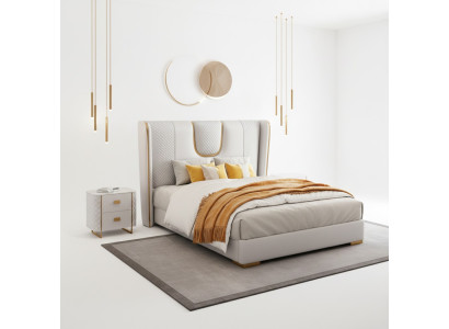 Lit double dans une chambre d'hôtel - Lit - Design de literie - Mobilier de luxe - Métal