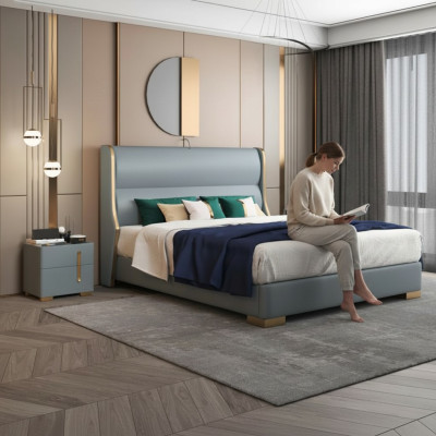 Lits Chambre Double Bois 180x200cm Lit Rembourrage Design Luxe