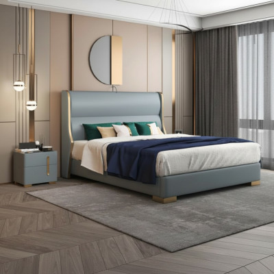 Lits Chambre Double Bois 180x200cm Lit Rembourrage Design Luxe