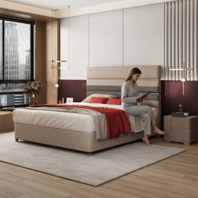 Lit de design moderne 180x200 en similicuir Lits doubles Chambre double Hôtel