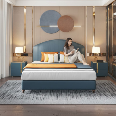 Lit Chambre Luxe Lit double Bleu Design Moderne Lits Hôtel